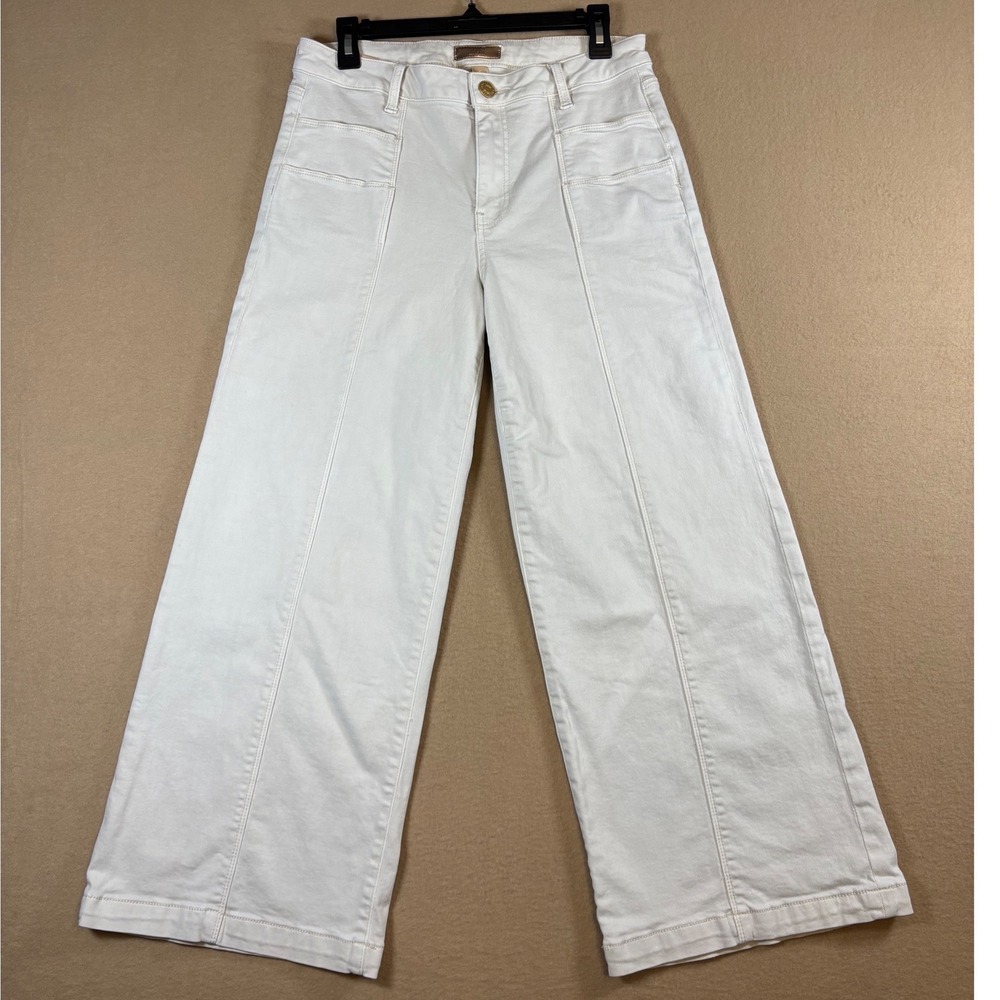 Kut from the Kloth Meg Wide Leg High Rise White Jeans Size 8